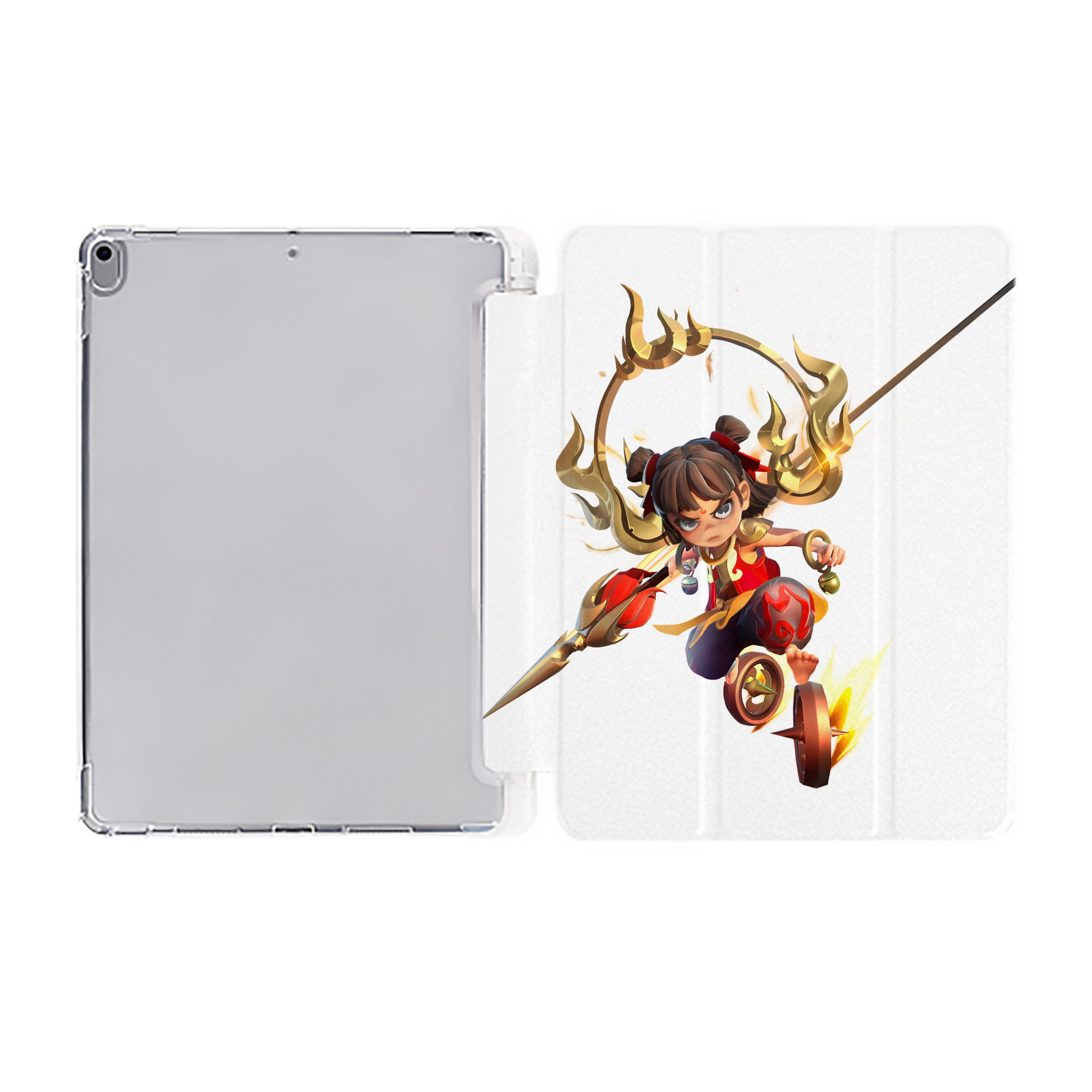 （画像用） Ne Zha 2 ナタ 魔童の大暴れ IPad ケース ペン収納付き 三つ折りスタンド PUレザー×シリコン 対応機種9.5/10.5/10.9インチ